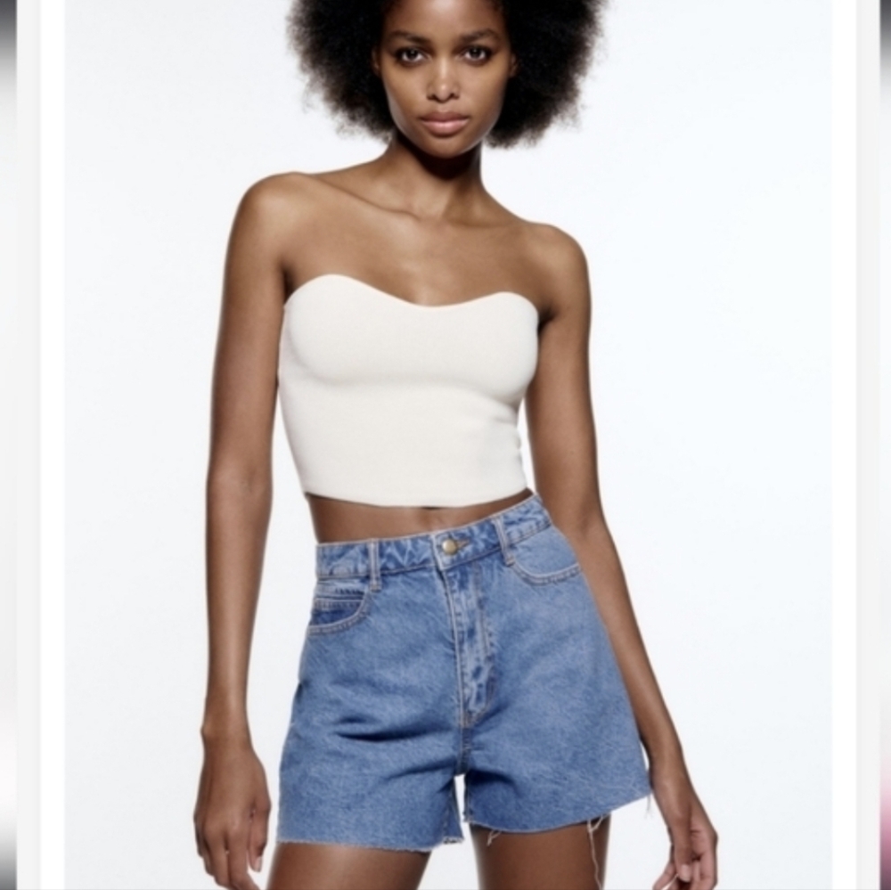 Zara High Waist Blue Denim Shorts